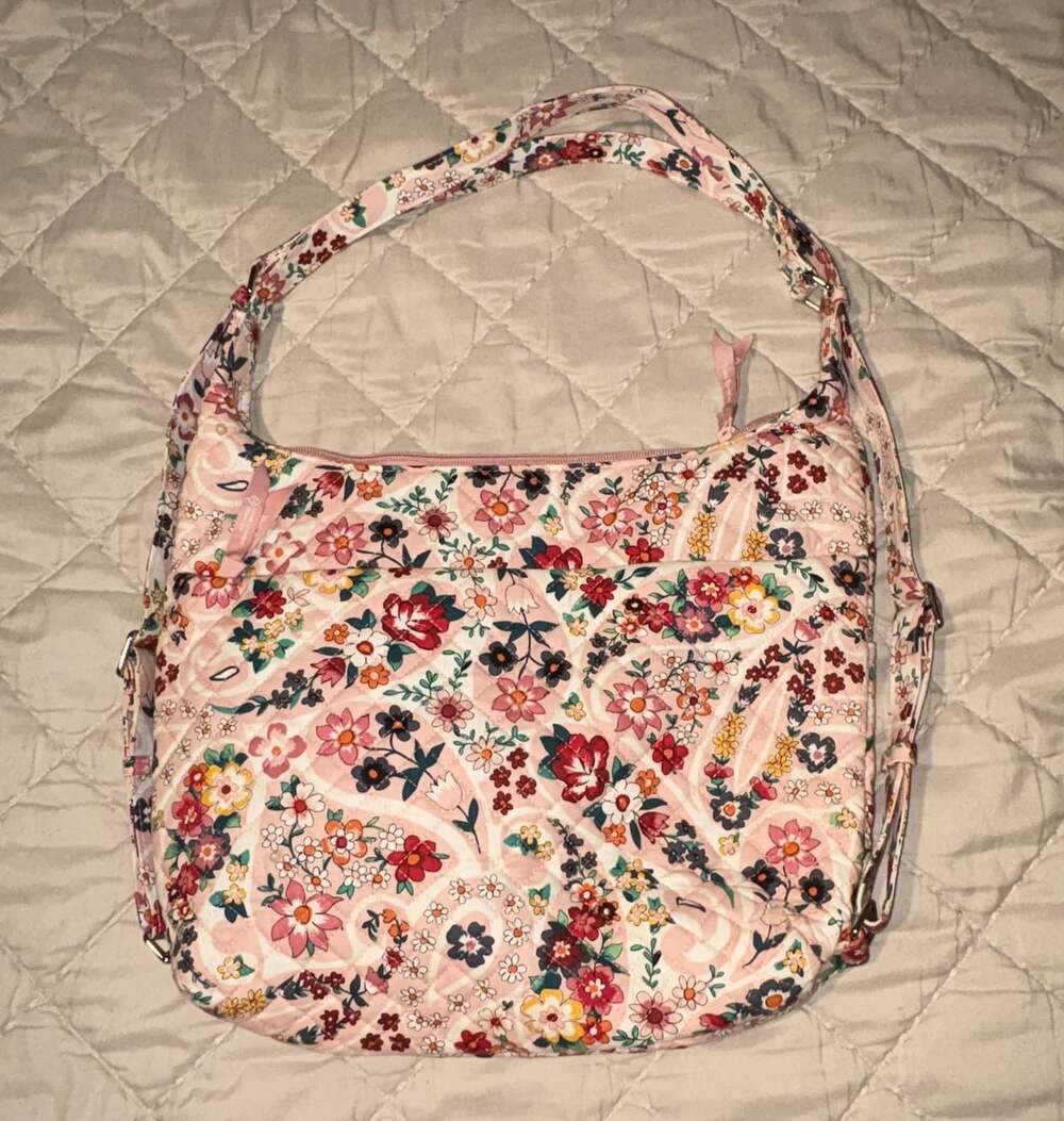 Vera Bradley Quilted Floral Cotton Hobo Crossbody Bag